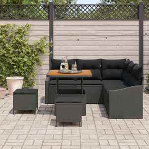 vidaXL Set de canapele pentru grădină cu pernă 8 pcs Negru Rattan poli imagine