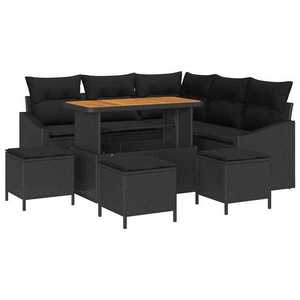 vidaXL Set de canapele pentru grădină cu pernă 9 pcs Negru Rattan poli imagine