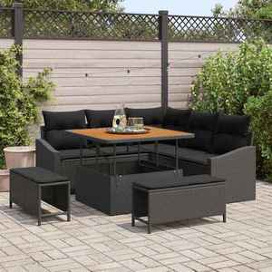vidaXL Set de canapele pentru grădină cu pernă 8 pcs Negru Rattan poli imagine