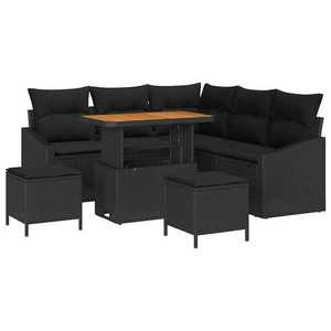 vidaXL Set de canapele pentru grădină cu pernă 8 pcs Negru Rattan poli imagine