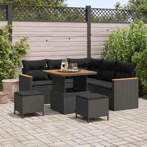 vidaXL Set de canapele pentru grădină cu pernă 8 pcs Negru Rattan poli imagine