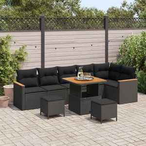 vidaXL Set de canapele pentru grădină cu pernă 9 pcs Negru Rattan poli imagine