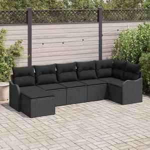 vidaXL Set de canapele pentru grădină cu pernă 7 pcs Negru Rattan poli imagine