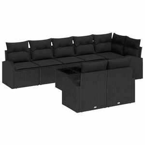 vidaXL Set de canapele pentru grădină cu pernă 9 pcs Negru poliratan imagine