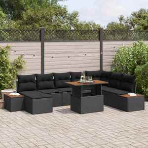 vidaXL Set de canapele pentru grădină 9 pcs Negru Rattan poli imagine