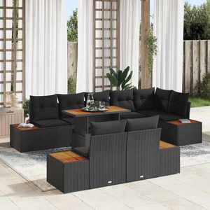 vidaXL Set de canapele pentru grădină 9 pcs Negru Rattan poli imagine