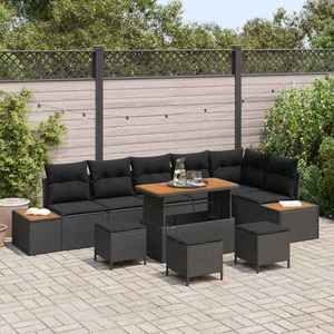 vidaXL Set de canapele pentru grădină 10 pcs Negru Rattan poli imagine