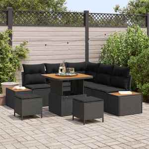 vidaXL Set de canapele pentru grădină cu pernă 8 pcs Negru Rattan poli imagine
