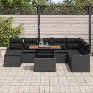 vidaXL Set de canapele pentru grădină 9 pcs Negru Rattan poli imagine
