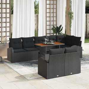 vidaXL Set de canapele pentru grădină 9 pcs Negru Rattan poli imagine