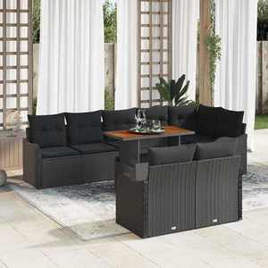 vidaXL Set de canapele pentru grădină 9 pcs Negru Rattan poli imagine