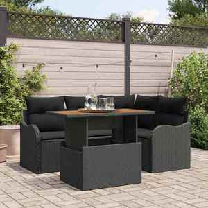 vidaXL Set de canapele pentru grădină 5 pcs Negru Rattan poli imagine