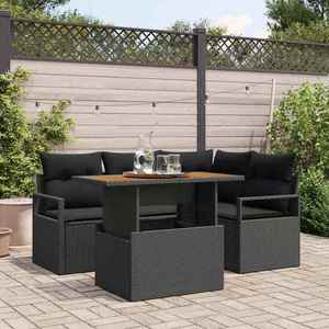 vidaXL Set de canapele pentru grădină 5 pcs Negru Rattan poli imagine