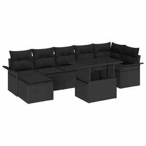 vidaXL Set de canapele pentru grădină cu pernă 8 pcs Negru Rattan poli imagine
