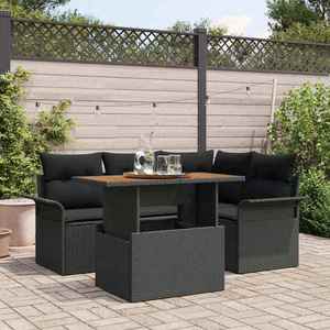 vidaXL Set de canapele pentru grădină 5 pcs Negru Rattan poli imagine