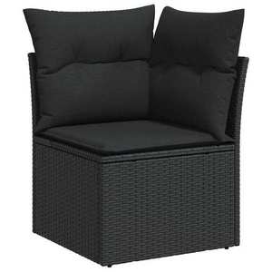 vidaXL Set de canapele pentru grădină cu pernă 9 pcs Negru Rattan poli imagine