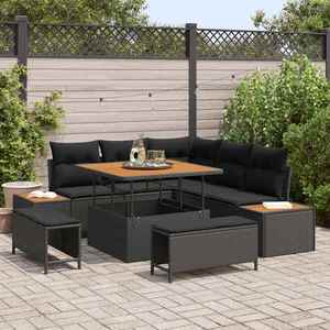 vidaXL Set de canapele pentru grădină cu pernă 8 pcs Negru Rattan poli imagine
