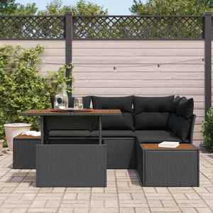 vidaXL Set de canapele pentru grădină 5 pcs Negru Rattan poli imagine