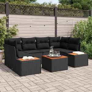 vidaXL Set de canapele pentru grădină cu pernă 6 pcs Negru Rattan poli imagine