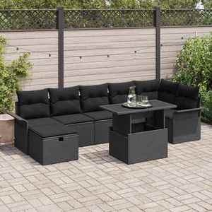 vidaXL Set de canapele pentru grădină cu pernă 8 pcs Negru Rattan poli imagine