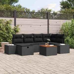 vidaXL Set de canapele pentru grădină cu pernă 7 pcs Negru Rattan poli imagine