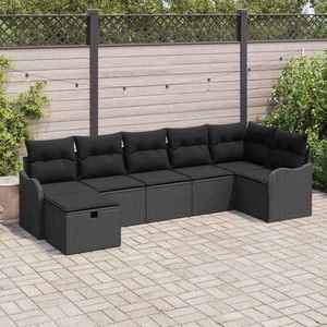 vidaXL Set de canapele pentru grădină cu pernă 7 pcs Negru Rattan poli imagine
