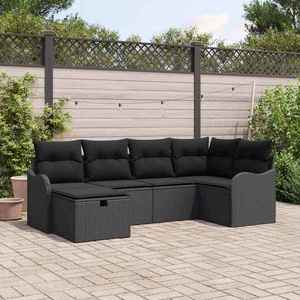 vidaXL Set de canapele pentru grădină cu pernă 6 pcs Negru Rattan poli imagine