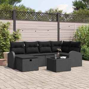 vidaXL Set de canapele pentru grădină 7 pcs Negru 234 x 124 x 85 cm imagine