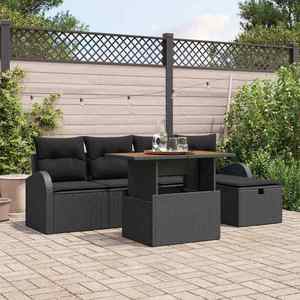 vidaXL Set de canapele pentru grădină 6 pcs Negru poliratan imagine