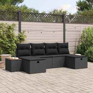 vidaXL Set de canapele pentru grădină 6 pcs Negru 55 x 62 x 69 cm imagine