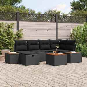 vidaXL Set de canapele pentru grădină 7 pcs Negru 55 x 62 x 69 cm imagine