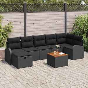 vidaXL Set de canapele pentru grădină cu pernă 8 pcs Negru Rattan poli imagine