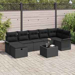 vidaXL Set de canapele pentru grădină cu pernă 8 pcs Negru Rattan poli imagine