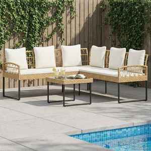 vidaXL Set de canapele pentru grădină 2 pcs natural Poli Rattan Oțel imagine