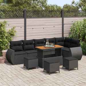 vidaXL Set de canapele pentru grădină 10 pcs Negru Poli Rattan imagine