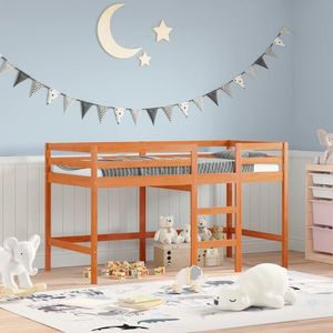 vidaXL Pat Loft Maroniu cerat 90 x 190 cm Lemn de pin masiv imagine