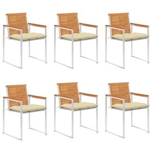 vidaXL Scaune de grădină cu perne, 6 buc., lemn masiv de acacia imagine