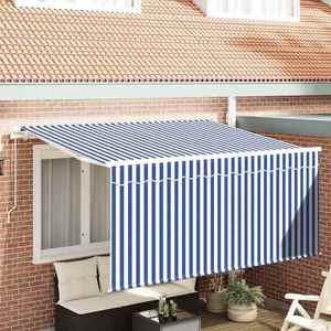 vidaXL Cortina Retractabilă Manual Albastru și Alb 300 x 200 cm imagine