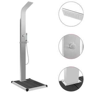 vidaXL Duș de exterior cu cădiță, WPC și oțel inoxidabil imagine