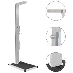 vidaXL Duș de exterior cu platformă, WPC și oțel inoxidabil imagine