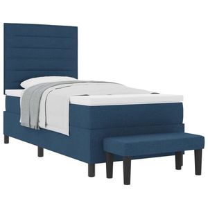 vidaXL Pat cu arcuri cu headboard albastru 80 x 200 cm țesătură imagine
