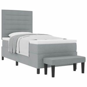 vidaXL Pat cu arcuri cu headboard Gri deschis 80 x 200 cm țesătură imagine