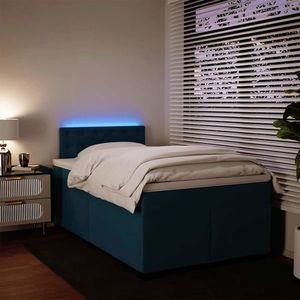 vidaXL Pat box spring cu saltea, albastru, 120x200 cm, catifea imagine