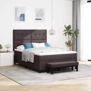 vidaXL Pat cu arcuri cu headboard Maro închis 140 x 190 cm țesătură imagine