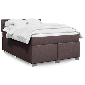 vidaXL Pat box spring cu saltea, maro închis, 140x200 cm, textil imagine