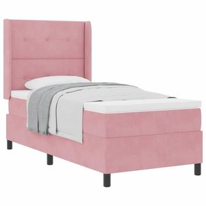 vidaXL Pat cu arcuri cu saltea cu headboard Roz 80 x 200 cm Catifea imagine