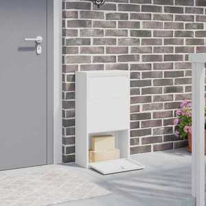 vidaXL Cutie pentru colet cu depozitare Alb 44 x 22 x 82 cm Oțel imagine