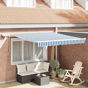 vidaXL Cortina Retractabilă Manual Albastru și Alb 350 x 250 cm imagine