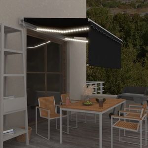 vidaXL Copertină automată cu stor&LED&senzor vânt, antracit, 3x2, 5 m imagine