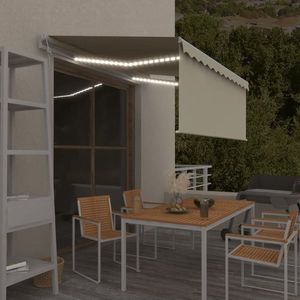 vidaXL Copertină automată cu stor&LED&senzor vânt crem 3, 5x2, 5 m imagine